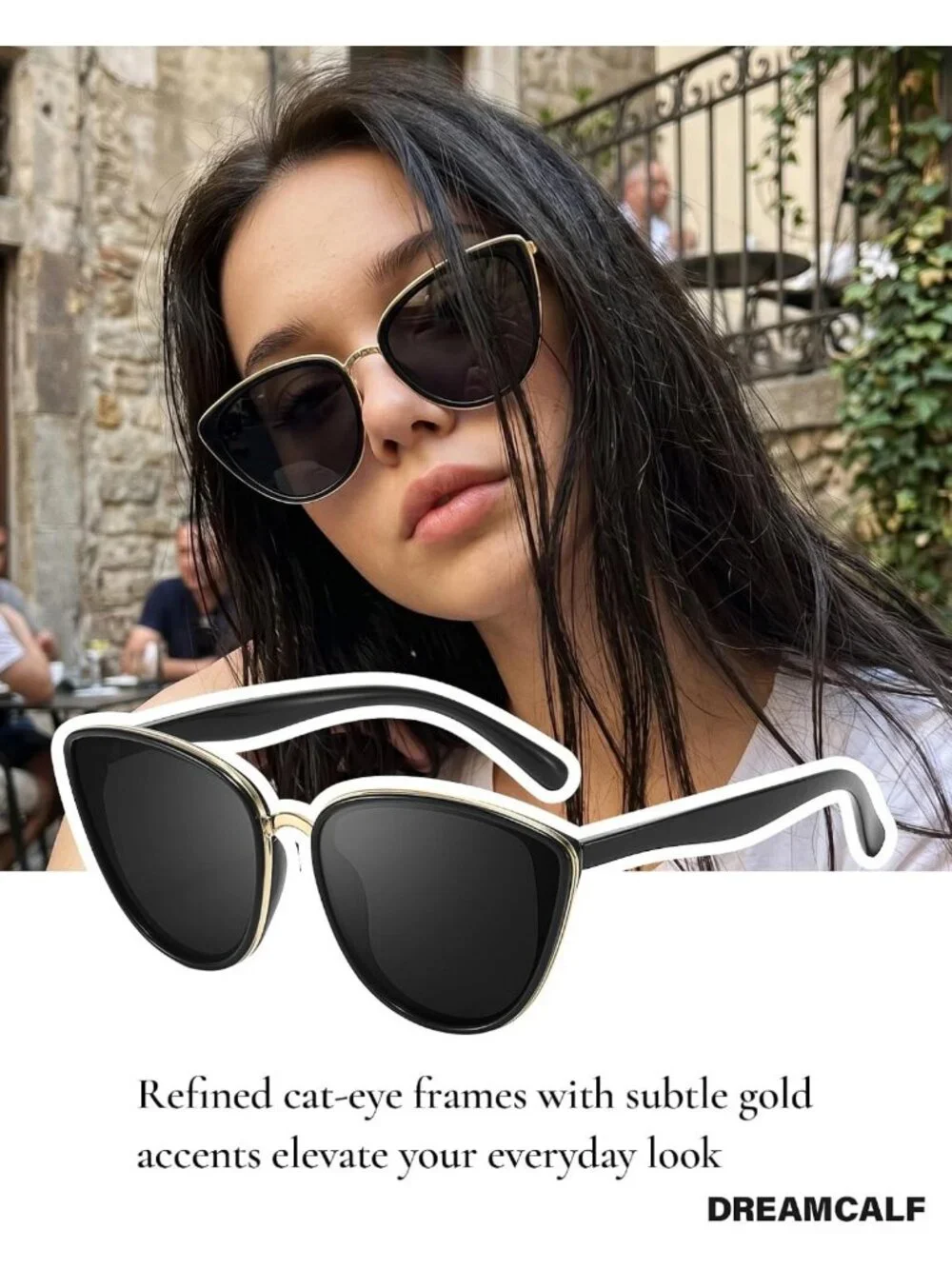 Trendy Gold-Rimmed Cat Eye Sunglasses for Women | Soft, Stylish UV Protection